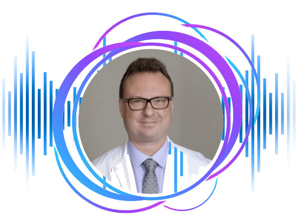 A designed image of Dr. Andrie Dokukin Smiling